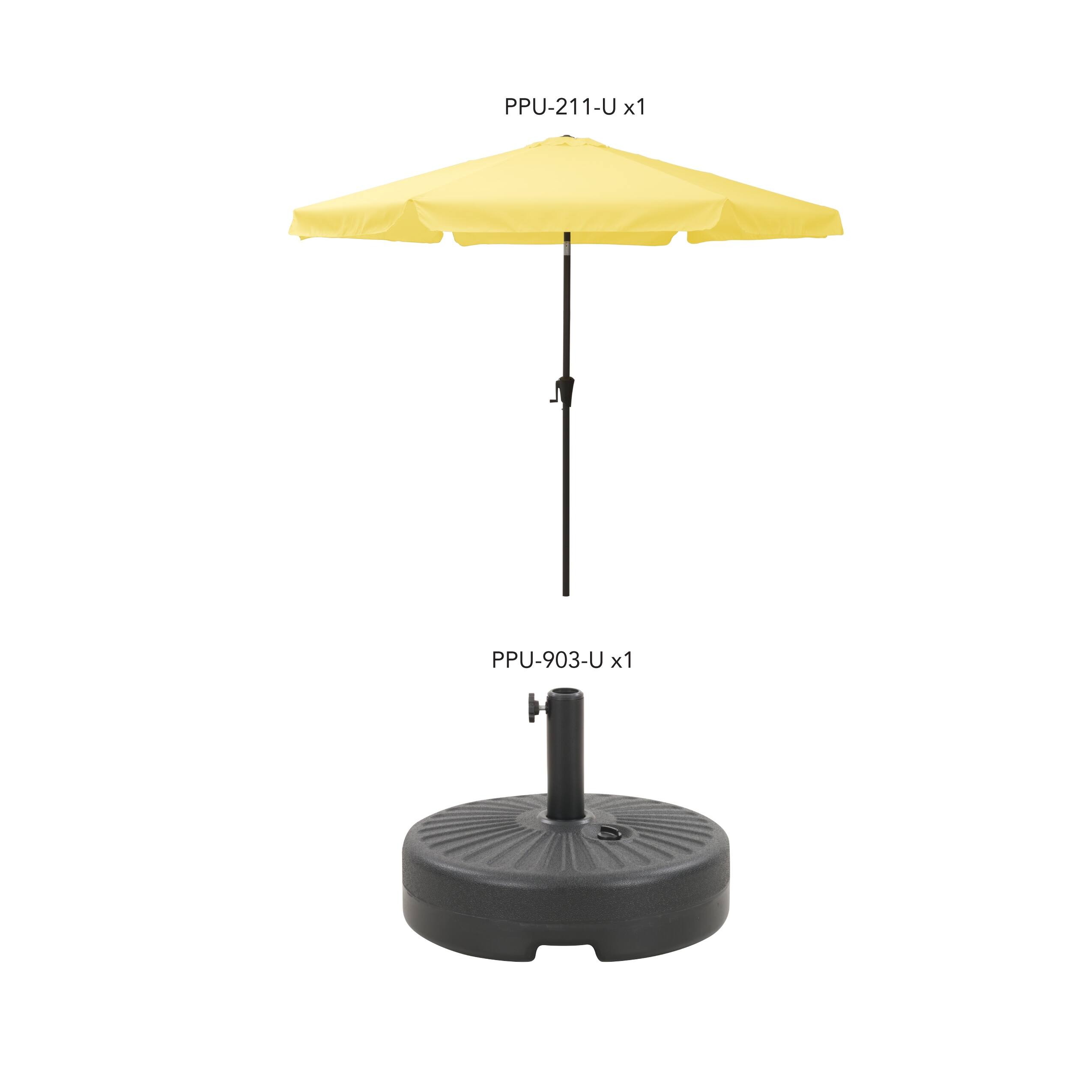 10" Round Tilting Yellow Patio Umbrella with Round Base Bed Bath